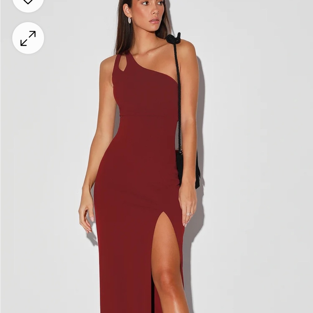 Burgundy one shoulder dress
